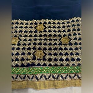 Blue and Green Pallu Saree